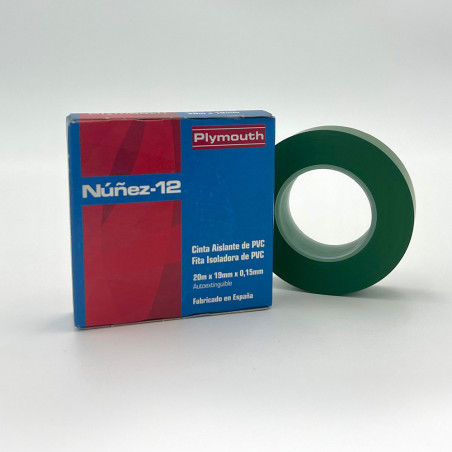 Cinta aislante pvc verde alta adhesión 20 m x 19 mm x 0,15 mm