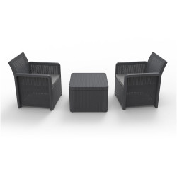 Conjunto jardín 2 sillones+1 mesa nassau, antracita