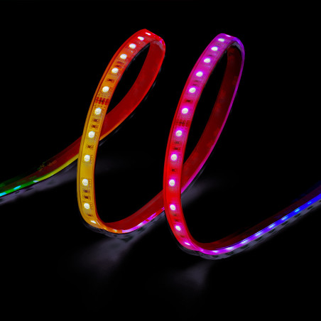 Tira led rgb adhesiva 4,5 w/m 20 lm/w 24v dc ip65, 5 m x 12 mm, wifi tuya app