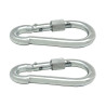Mosquetón bombero con seguro, msq02, acero galvanizado, 6 x 60 mm. 2 unidades