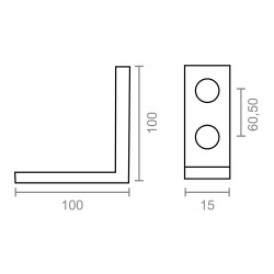 Ángulo refuerzo an02, acero zincado, 100 x 100 x 15 mm. 4 unidades
