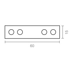 Placa recta unión plc02, acero zincado, 60 x 15 x 2 mm. 4 unidades
