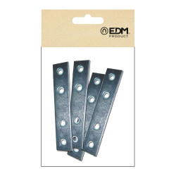 Placa recta unión plc02, acero zincado, 100 x 15 x 2 mm. 4 unidades