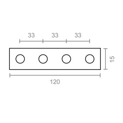 Placa recta unión plc02, acero zincado, 120 x 15 x 2 mm. 4 unidades