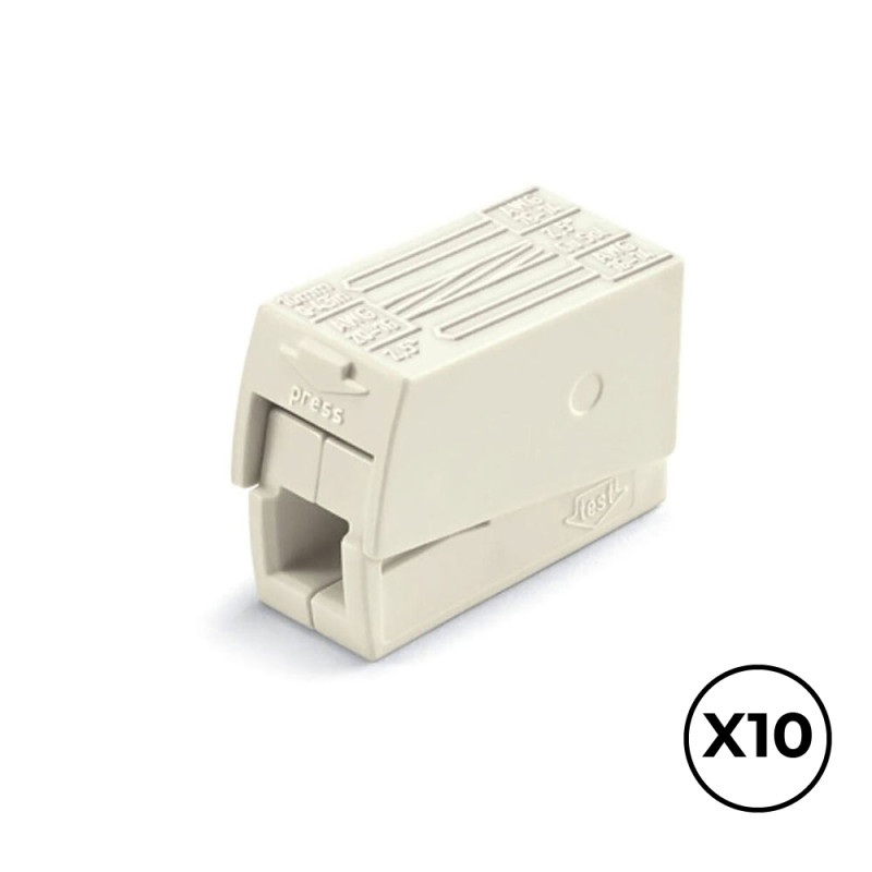 Conector rápido en linea presilla 3 conductores, 2 rígidos + 1 rígido, semirígido o flexible ø máximo 2,5 mm², blanco. conti ...