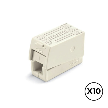 Conector rápido en linea presilla 3 conductores, 2 rígidos + 1 rígido, semirígido o flexible ø máximo 2,5 mm², blanco. conti ...