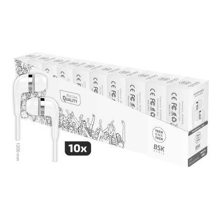 Pack ahorro 10 auriculares bsk con micrófono, blanco