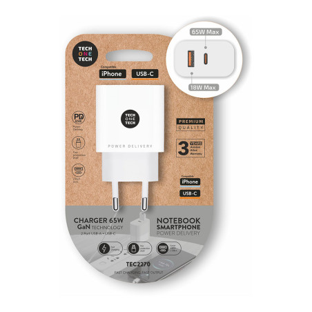 Cargador ultrarápido 65 w, blanco