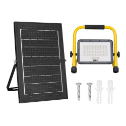 Foco proyector led solar de trabajo + panel solar, 4000 lm, 6.400 k, luz fría, ip65