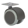 Rueda giratoria con placa y eje liso, color negro / gris, carga máx. 50 kg, 42 x 42 mm, ø 5 cm