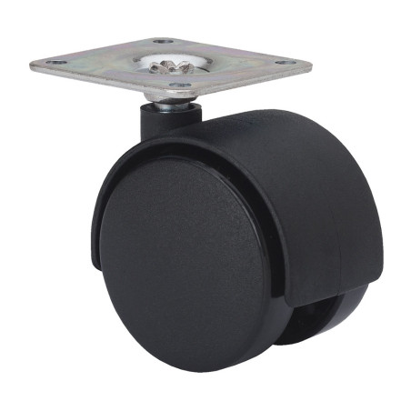 Rueda giratoria con placa y eje liso, color negro, carga máx. 50 kg, ø 5 cm