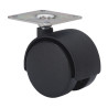 Rueda giratoria con placa y eje liso, color negro, carga máx. 50 kg, ø 5 cm