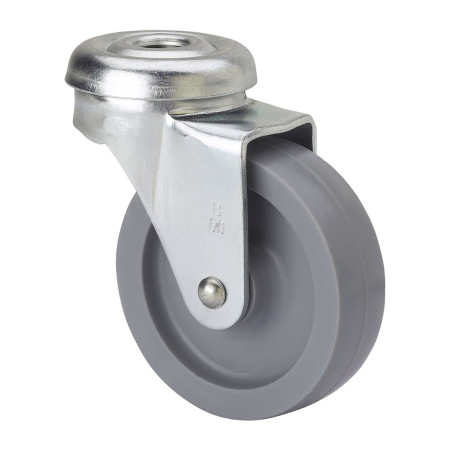 Rueda giratoria con agujero y eje liso, color gris, carga máx. 15 kg, ø 3 cm
