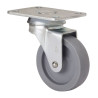 Rueda giratoria con placa y eje liso, color gris, carga máx. 22 kg, ø 4 cm