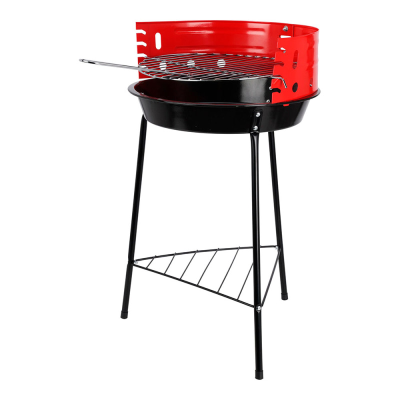 Barbacoa pie negra/roja, 33 x 32 x 55 cm