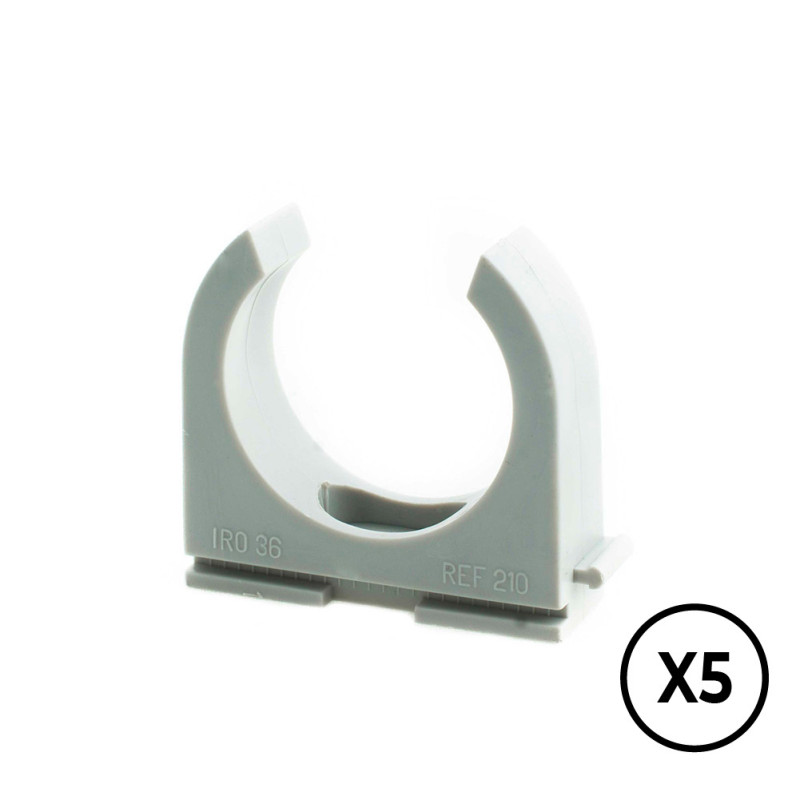 Soporte a presion lh ø 16 mm, gris, 5 unidades