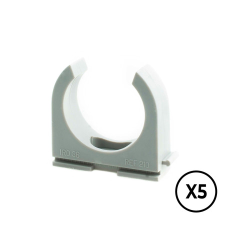 Soporte a presion lh ø 16 mm, gris, 5 unidades