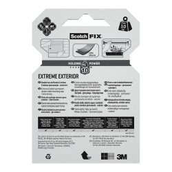 Cinta doble cara de montaje extreme para exteriores, máx 10 kg 19mmx1,5m