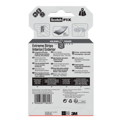 Tira adhesiva doble cara extreme negra, máx 5 kg, 25mmx76mm, 8 uds