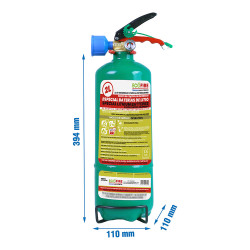 Extintor especial para baterías de litio 2 l, verde + soporte