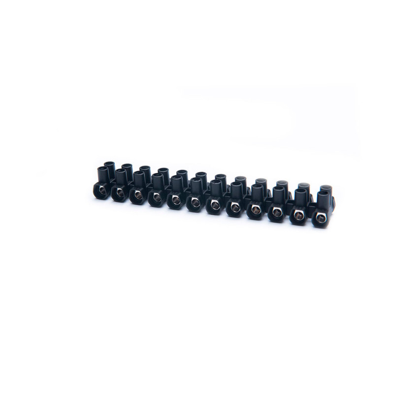 Regleta de conexión 12 polos 6 mm² negra