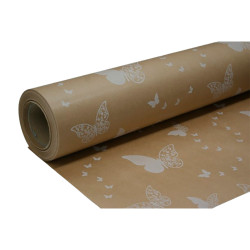 Rollo de papel de regalo mariposas blancas 70 cm x 50 m