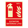 Cartel de extinción "extintor" de baterias de litio clase a (1 mm) 210 x 300 mm