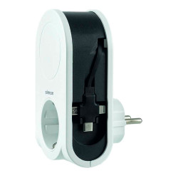 Adaptador 3 conectores usb + 1 usb a + 1 toma schuko 16a 250 v~ blanco