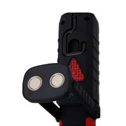 Linterna led de trabajo recargable doble funcion con gancho + imán, negra, 50 x 35 x 215 mm
