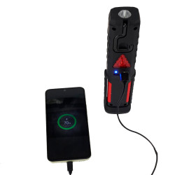Linterna led de trabajo recargable doble funcion con gancho + imán, negra, 50 x 35 x 215 mm