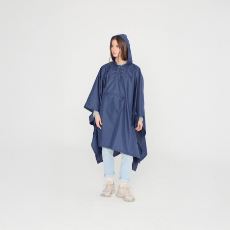 Poncho chubasquero plegable azul oscuro
