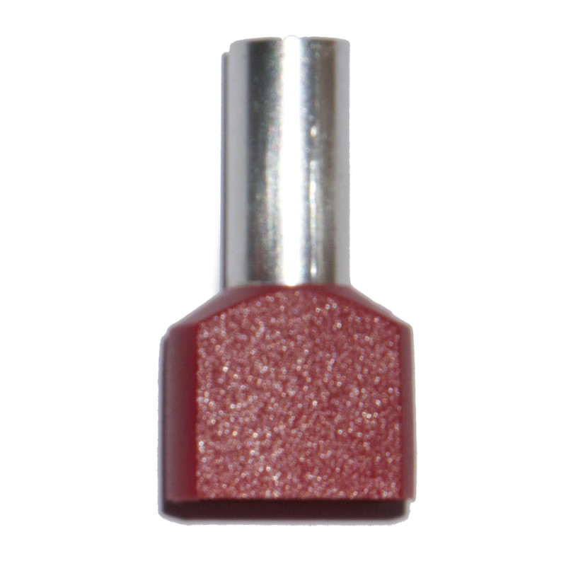 Puntera aislada 01,00 mm², doble, roja, 100 uds