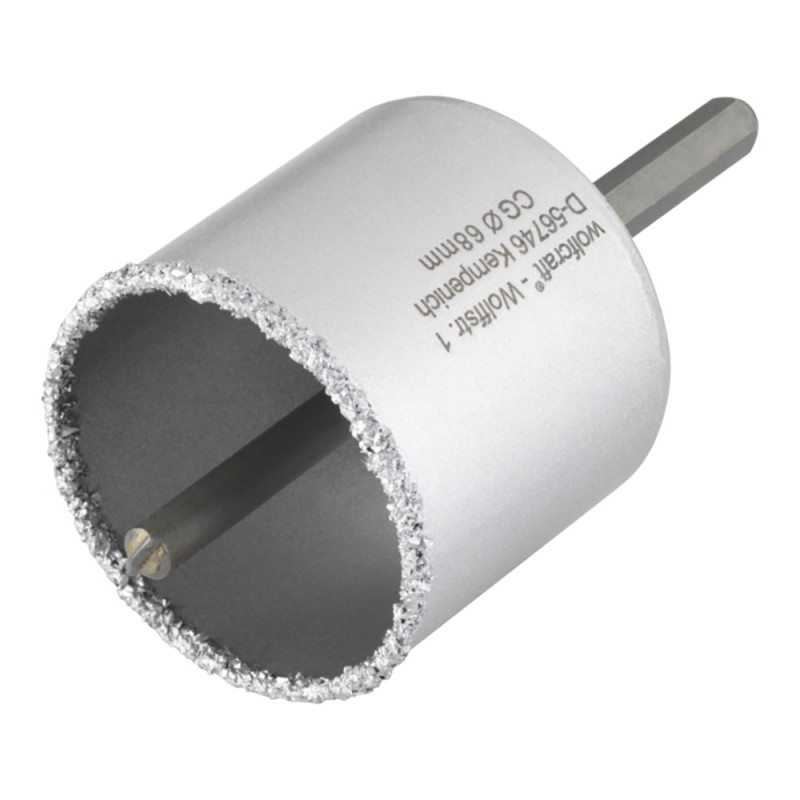 Corona de perforación recubierta de carburo de tungsteno, con adaptador, ø68 x 55 mm