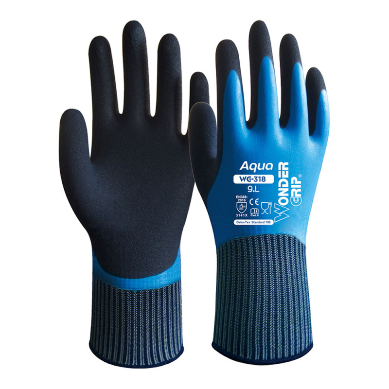 Guante nailon doble recubrimiento latex, 100% resistente al agua, talla 08