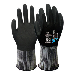 Guante nailon y spandex, palma doble recubrimiento nitrilo, talla 09