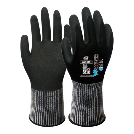Guante nailon y spandex, palma doble recubrimiento nitrilo, talla 09