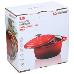Cacerola de hierro fundido esmaltado color rojo 3,8 l, ø24 x 11,8 cm
