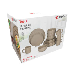 Vajilla taupe cerámica 16 piezas