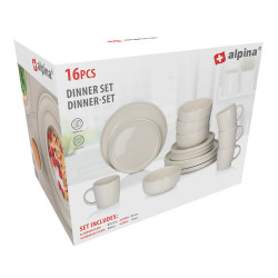Vajilla 16 piezas crema cerámica