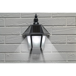 Aplique solar led, luz fria/efecto llama, ip44, negro