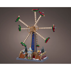 Escena navideña atracción ferial con movimiento, música y luz, 36,5 x 19,00 x 47,60 cm