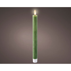 Vela de cera led color verde ø2,20 x 24,50 cm, 2 unidades