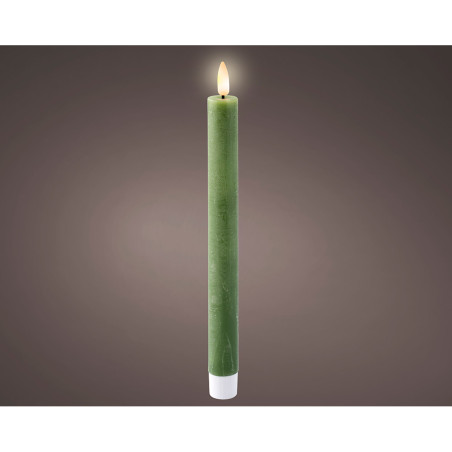 Vela de cera led color verde ø2,20 x 24,50 cm, 2 unidades