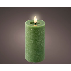 Vela de cera led color verde, ø7 x 15 cm