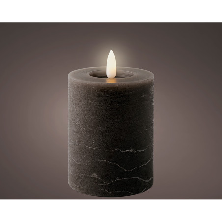 Vela de cera led color gris ø2,20 x 24,50 cm, 2 unidades