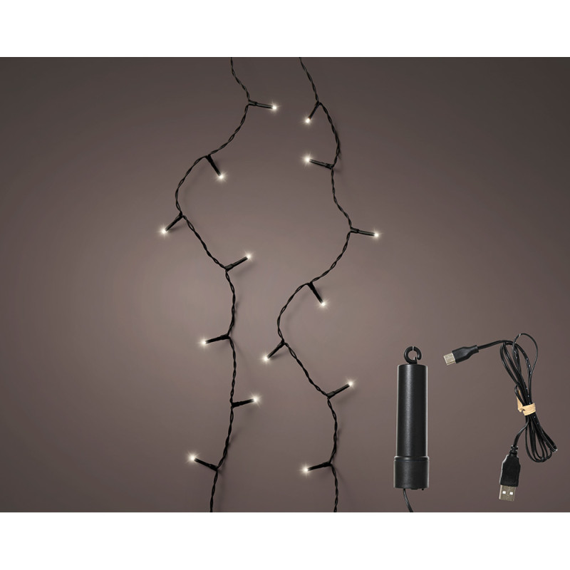 Guirnalda led exterior 8 funciones con bateria 7,4 m luz fria