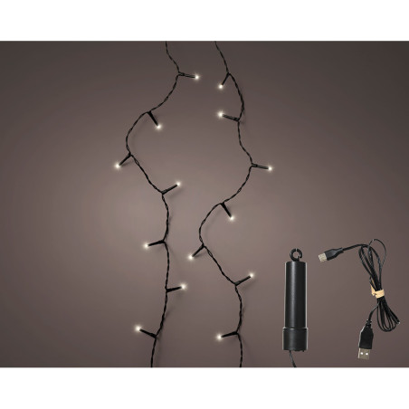 Guirnalda led exterior 8 funciones con bateria 7,4 m luz fria