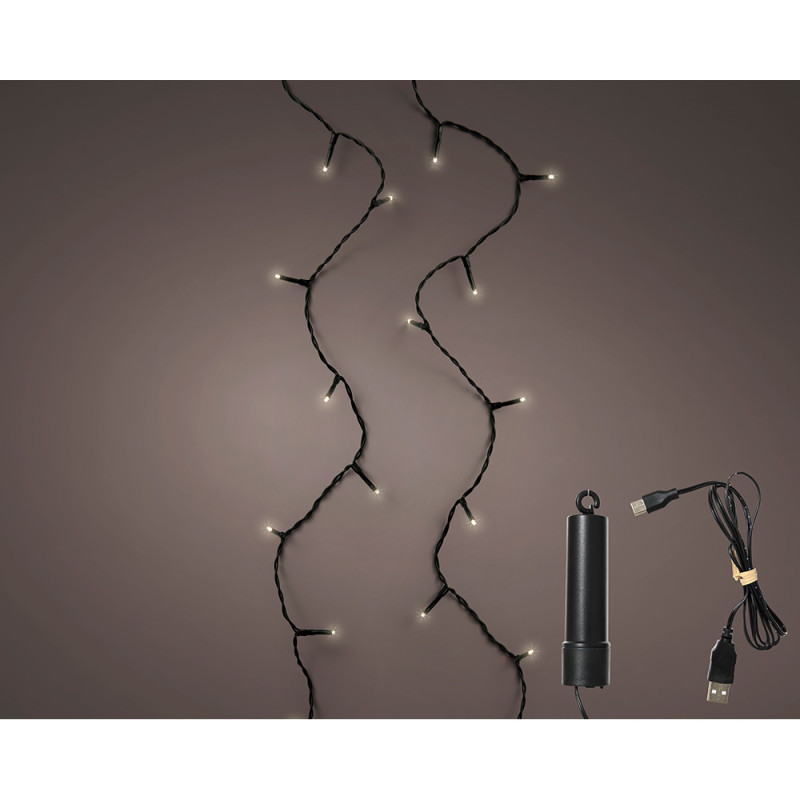 Guirnalda led exterior 8 funciones con bateria 7,4 m luz cálida