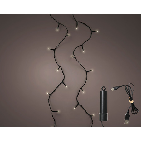 Guirnalda led exterior 8 funciones con bateria 7,4 m luz cálida