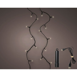 Guirnalda led multifunción con bateria 100 leds multicolor con cable negro exterior 7,4 m